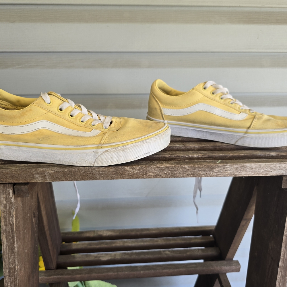 Vans Old Skool Womens Size 9.5 Yellow White Athletic Casual Shoes Sneakers